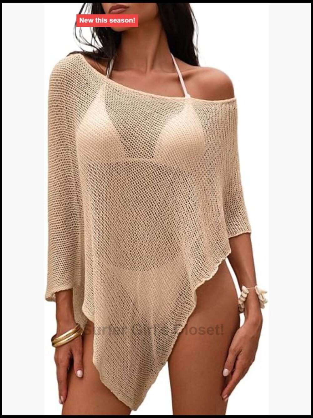 Sheer Crochet Knit Mesh Cover Up Poncho Shrug Beach Boho Swimwear Top